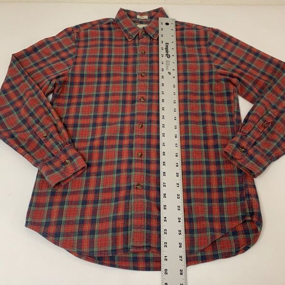 J Crew Shirt Men M Brushed Twill Slim Button Up Red Green Plaid Cabincore Dad - Picture 6 of 7